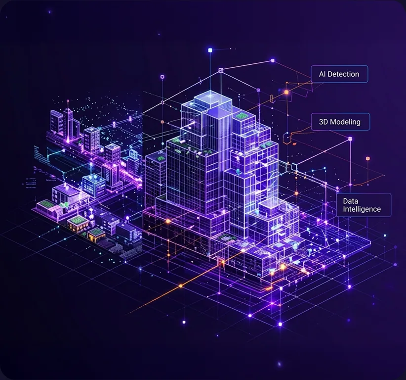 Three-dimensional model of buildings with detection layers